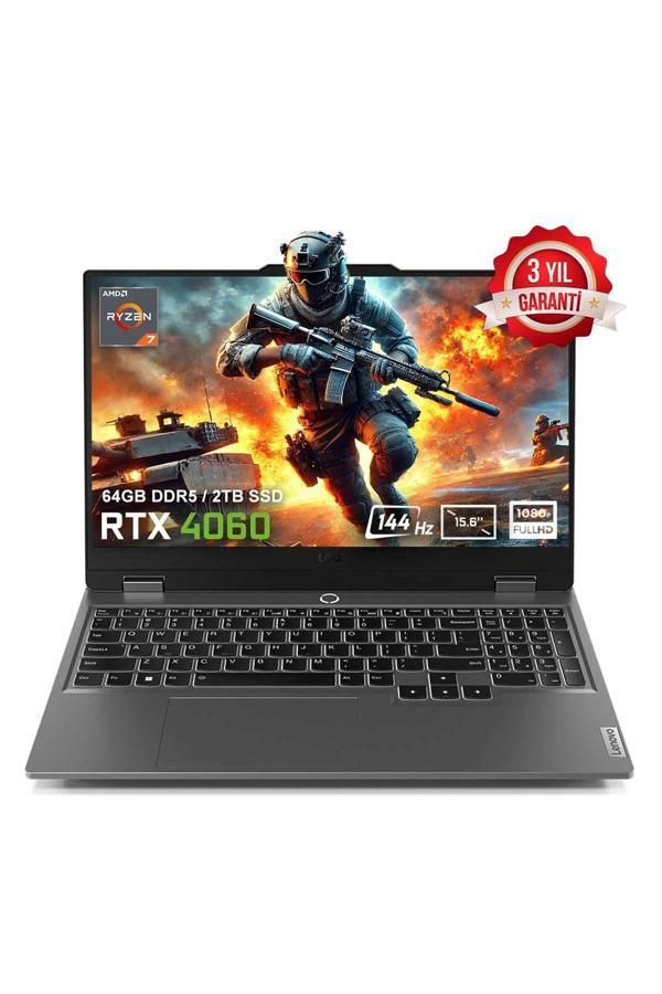 Lenovo Loq 15Arp9 83Jc00Fktrv6 Amd Ryzen 7-7435Hs 64Gb Ddr5 2Tb Ssd Rtx4060 8Gb 105W Fhd Fdos Laptop - Image 1
