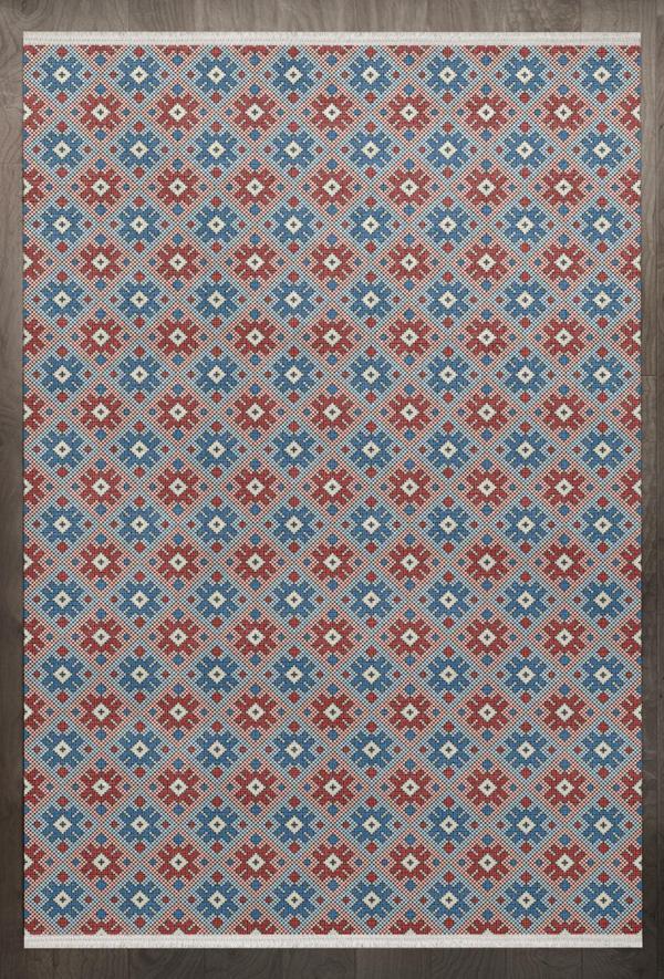  Geometrik Kırmızı Pamuk Dikdörtgen Modern Desenli Pamuk Makinada Yıkanabilir Hav Toz Vermez Leke Tutmayan Kaymaz Taban Dijital Makine Baskı Salon Yolluk Mutfak Halı - Image 1