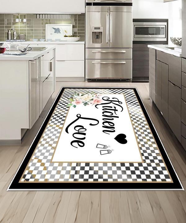 Dijidekor Işıltı Koleksiyonu Model249 Süngerli Dijital Baskılı Saçaksız Mutfak Halısı Yolluk - Image 1