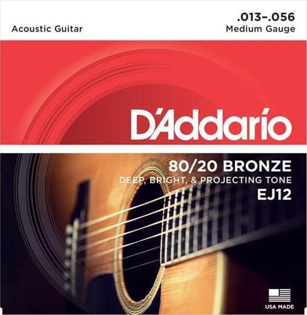 DADDARİO EJ12 80/20 BRONZE MEDİUM TAKIM TEL AKUSTİK GİTAR TELİ 013-056 - Image 1