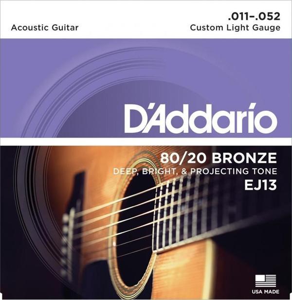 DADDARİO EJ13 80/20 BRONZ CUSTOM LİGHT AKUSTİK GİTAR TELİ 011-052 - Image 1