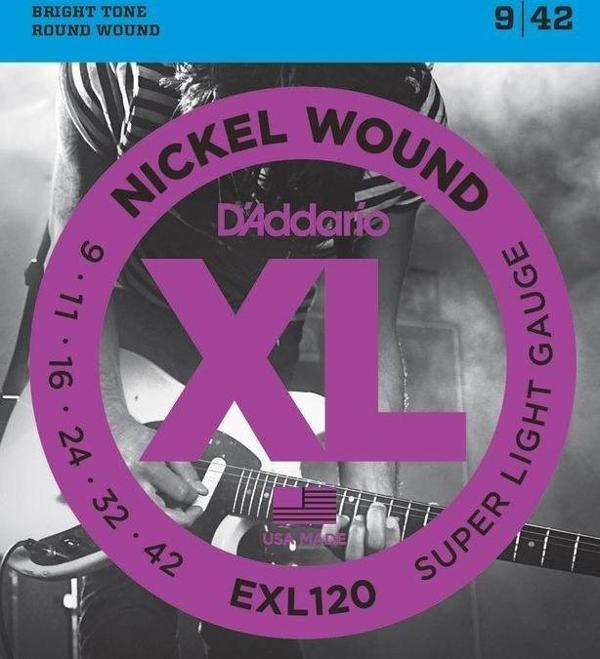 DADDARİO EXL120 SÜPER LİGHT TAKIM TEL ELEKTRO GİTAR TELİ 009-042 - Image 1