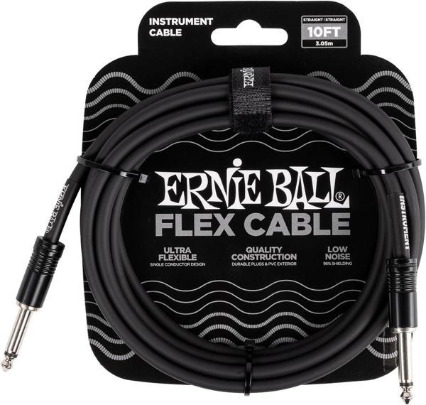 Ernie Ball P06434 Enstrüman Gitar Kablosu Flex Düz-Düz Uçlu 3m Siyah  - Image 1