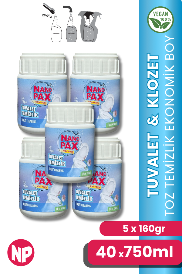 TUVALET & KLOZET TEMİZLİK TOZU EKONOMİK BEBEK BOY 5 X 160GR - Image 1