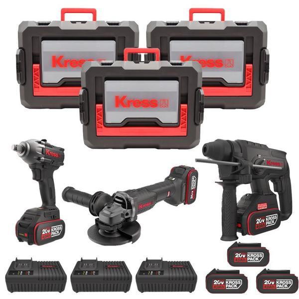 Kress KRKS1 KUB30.2 + KU390.4 + KUH10.2 20Volt/4Ah. 6 Adet Akülü Profesyonel Kombo Set  - Image 1
