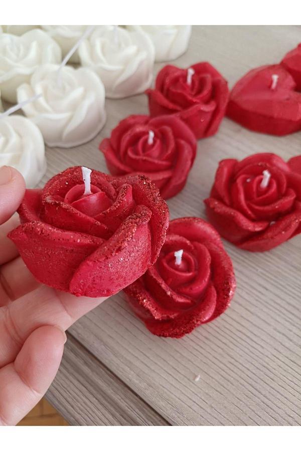 Opulent Accessories Gül Mum 12 Adet, Düğün,Nişan,Doğum Günü,Bebek Mevlüdü,Hac,Umre,Söz,Nikah,Kına Hediyelik Mum - Image 1