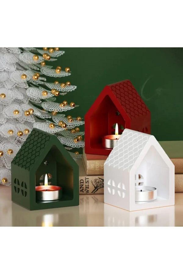 Opulent Accessories İskandinav Ev Mumluk, Beton Dekoratif Mumluk, Tealight Ev Mumluk, Dekoratif Hediyelik, - Image 1