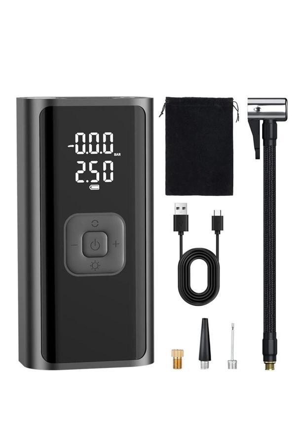 Auhma A7744 Dijital LCD Ekranlı 4500mAh Hava Kompresörü | Powerbank Özellikli Şişirme Pompası - Image 1