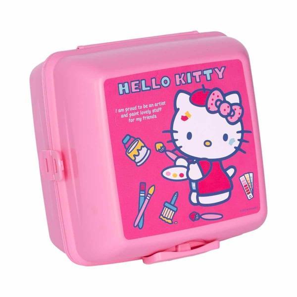 Hello Kitty Beslenme Kutusu Pembe 4 Bölmeli Kız Figürlü 1 Adet Yemek Saklama Kabı Pembe Beslenme Çantası - Image 1