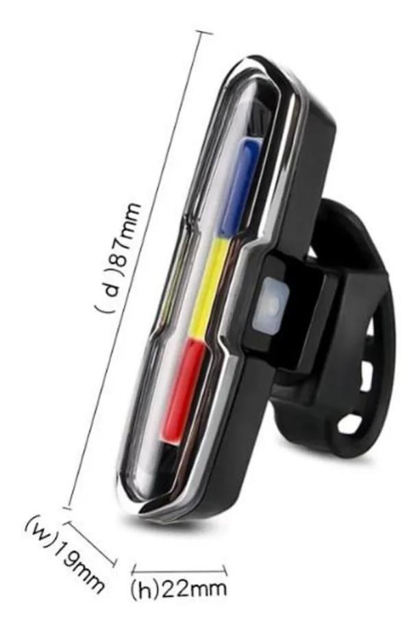  Mavi Kırmızı Beyaz Çakarlı Usb Şarjlı Bisiklet Stop Lambası - Image 1