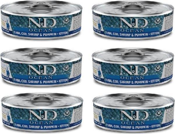 N&D Ocean Kitten 6 Adet Ton Karides Balkabağı Yavru Yaş Mama 80gr - Image 1