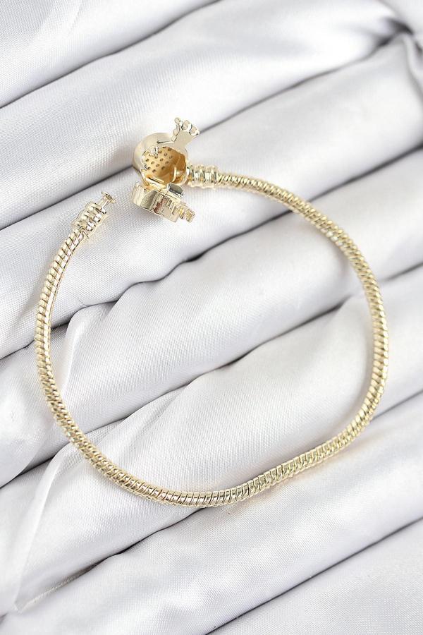 Zarif Kadın için Golden Pirinç Charm Zirkonlu Taç Bileklik - Image 1