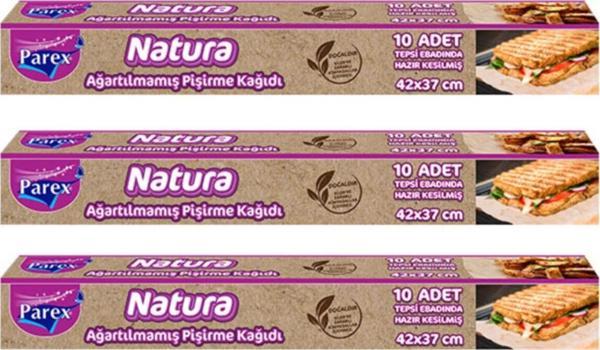 Parex Natura 3 Adet Ağartılmamış Organik Hazır Kesilmiş Pişirme Kağıdı 10'lu - Image 1