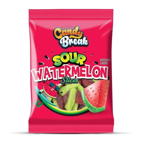 Candy Break Sour Watermelon Karpuz Aromalı Ekşi Yumuşak Şeker 113 Gr - Image 1