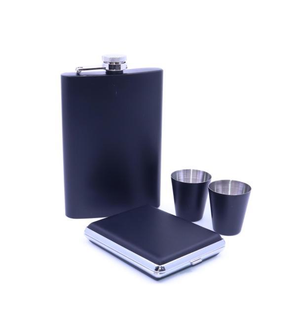 Paslanmaz Çelik Matara Seti - İki Shot Bardağı Tabaka Set - Image 1