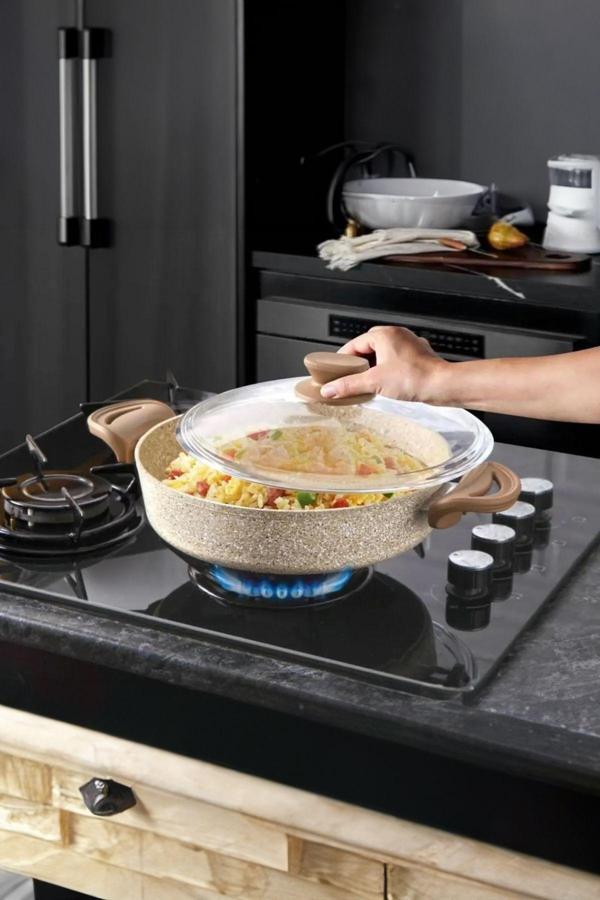 Sultan 30 Cm Granit Basık Tencere Kahverengi - Image 1