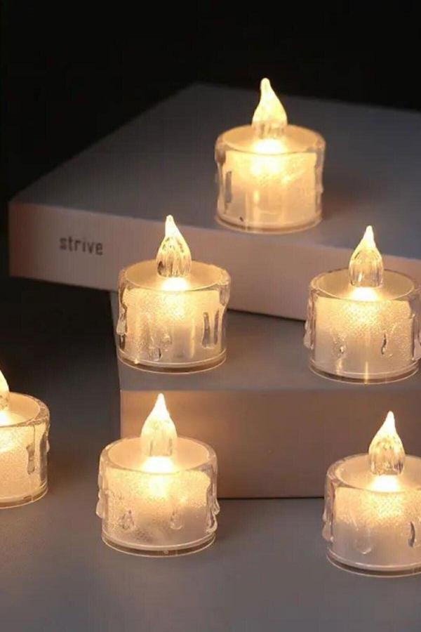 Real 3'Lü Pilli Dekoratif Simli Led Mum 5Cm - Image 1