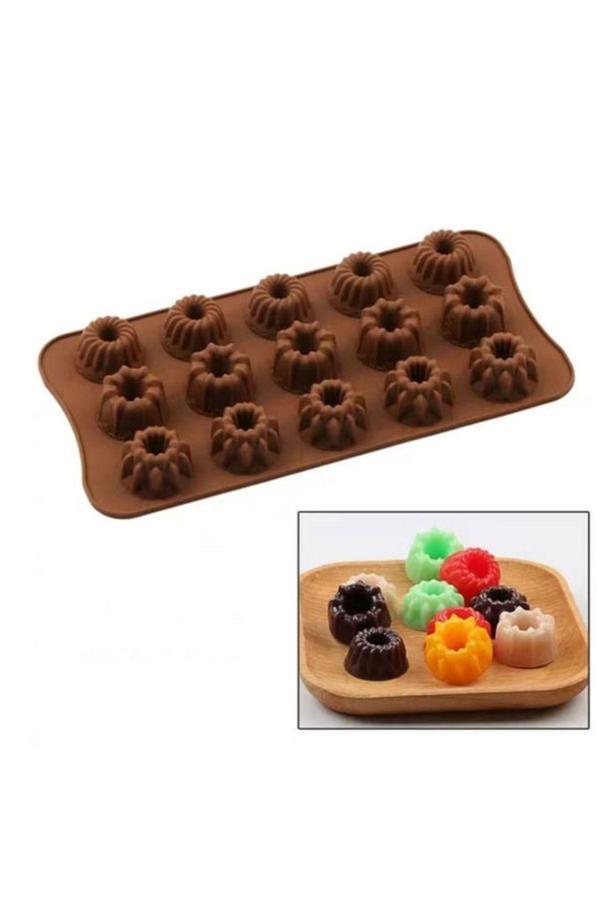 Real Çiçek Silikon Kalıp 15Li Donut Çiçek Jelbon Çikolata Şeker Hamuru Sabun Mum Kokulu Taş Kalıbı - Image 1