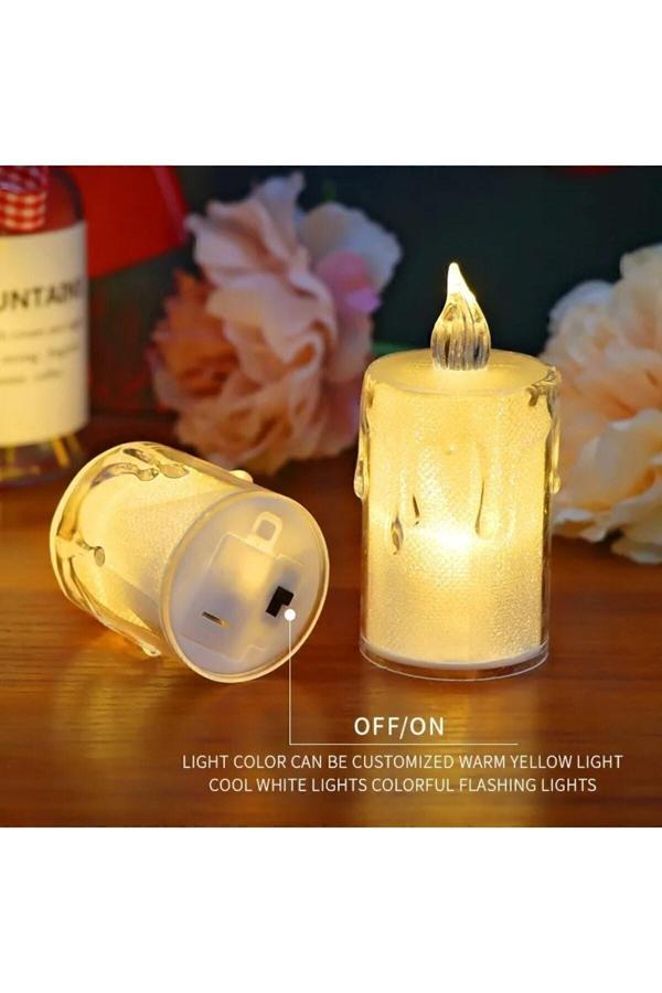 Real 3'Lü Pilli Dekoratif Simli Led Mum 7.5 Cm - Image 1