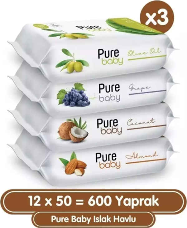 Pure Baby Islak Havlu 12x50 (600 YAPRAK) - Image 1