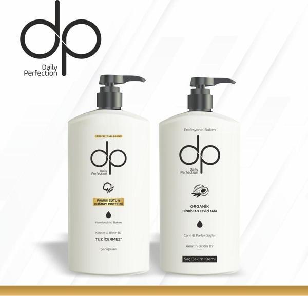dp Daily Perfection Dp, 1 Adet Pamuk Sütü Buğday Proteini Şampuan 500 Ml 1 Adet Saç Kremi Hindistan Cevizi(500 Ml) Set - Image 1