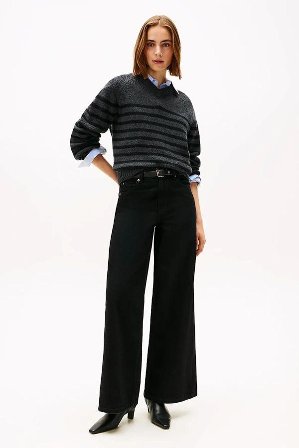 Tommy Hilfiger Siyah Denim 70'ler Stili Geniş Paça Yüksek Bel Kadın Jeans WW0WW482541BY - Image 1