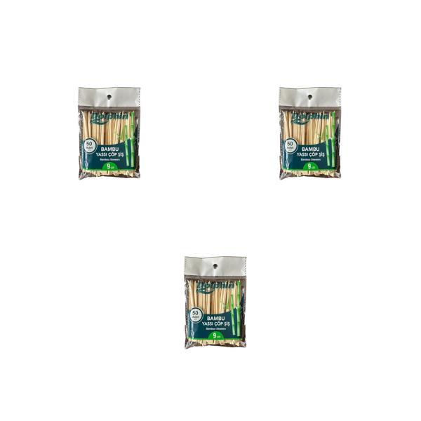 Dolphin Ahşap Yassı Tutamaklı Saplı Çöp Şiş - Boy : 9 Cm. - 50 Adetlik 3 Paket - Image 1