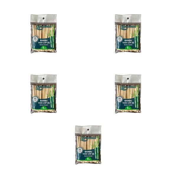 Dolphin Ahşap Yassı Tutamaklı Saplı Çöp Şiş - Boy : 9 Cm. - 50 Adetlik 5 Paket - Image 1