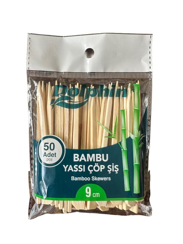 Dolphin Ahşap Yassı Tutamaklı Saplı Çöp Şiş - Boy : 9 Cm. - 50 Adetlik 10 Paket - Image 1