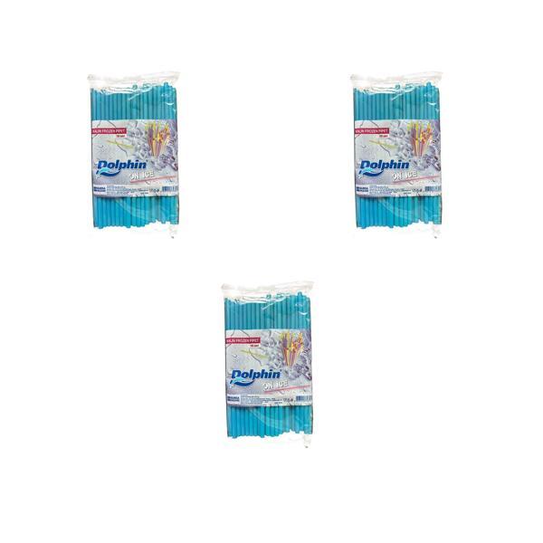 Dolphin Frozen Kalın Kokteyl Buzlu İçecek Pipet - Düz - Turkuaz - 22Cm. - 8mm. -100 Adetlik 3 Paket - Image 1