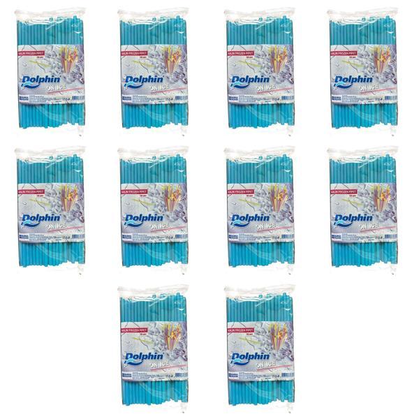 Dolphin Frozen Kalın Kokteyl Buzlu İçecek Pipet - Düz - Turkuaz - 22Cm. - 8mm. -100 Adetlik 10 Paket - Image 1