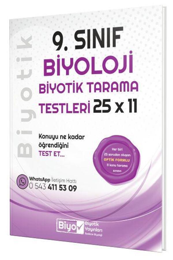 Biyotik Yayınları 9. Sınıf Biyoloji 25 x 11 Biyotik Tarama Testleri - Biyotik Yayınları - Image 1