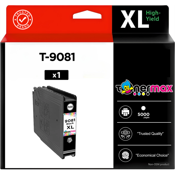 Epson T-9081 Siyah Muadil Kartuş - Yüksek Kapasiteli / Epson WorkForce Pro WF-6090DTWC/WF-6090D2TWC/WF-6590DWF/WF-6590DT - Image 1
