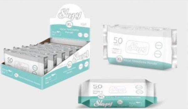 Sleepy Hasta Vucüt Temizleme Islak Mendil Havlu 50 Yaprak XL 6'lı - Image 1