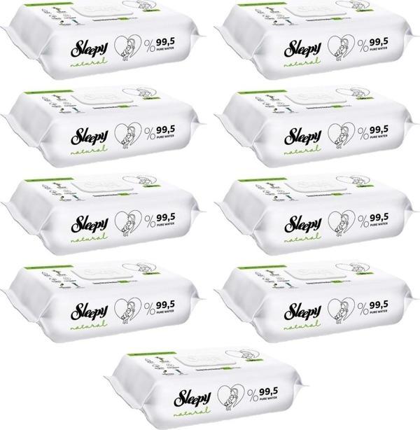Sleepy Islak Havlu Mendil 90 Yaprak Natural Yenidoğan 9 Lu Set 810 Yaprak Plastik Kapaklı - Image 1