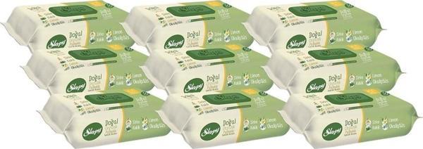 Sleepy Islak Havlu Mendil Doğal Organik Pamuklu 50 Yaprak Plastik Kapaklı (9 Lu Set) - Image 1