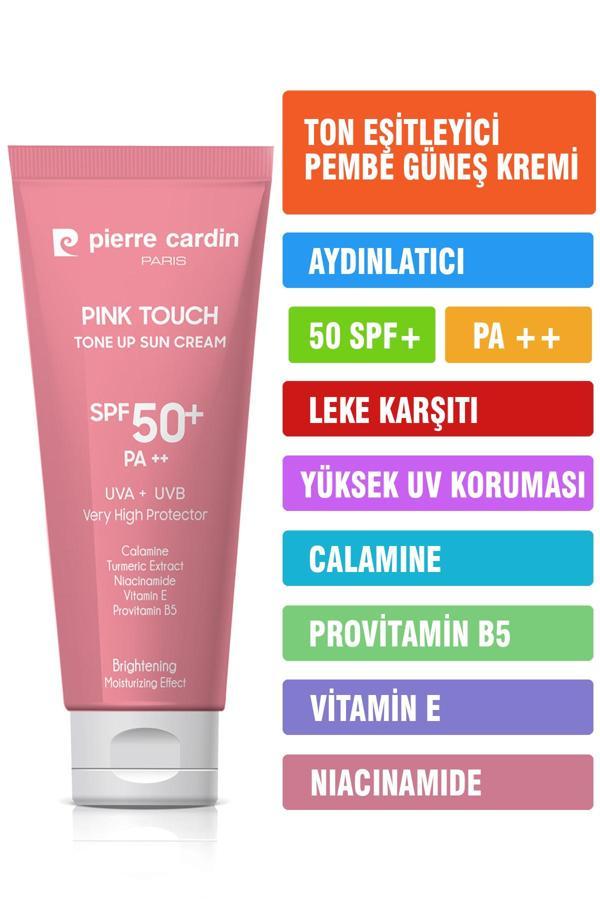 Pierre Cardin Ton Eşitleyici Aydınlatıcı Yüz Güneş Kremi Pink Touch Tone-Up SPF50+/PA++ – 50 ml - Image 1