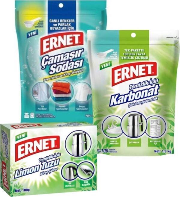 Ernet Temizlik Için Karbonat 1.5 Kg + Temizlik Için Limon Tuzu 100 Gr + Çamaşır Sodası 2 Kg 3 Lü Set - Image 1