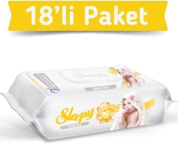Sleepy Islak Havlu Sensitive 90 Lı X 18 Adet (1620 Yaprak) - Image 1