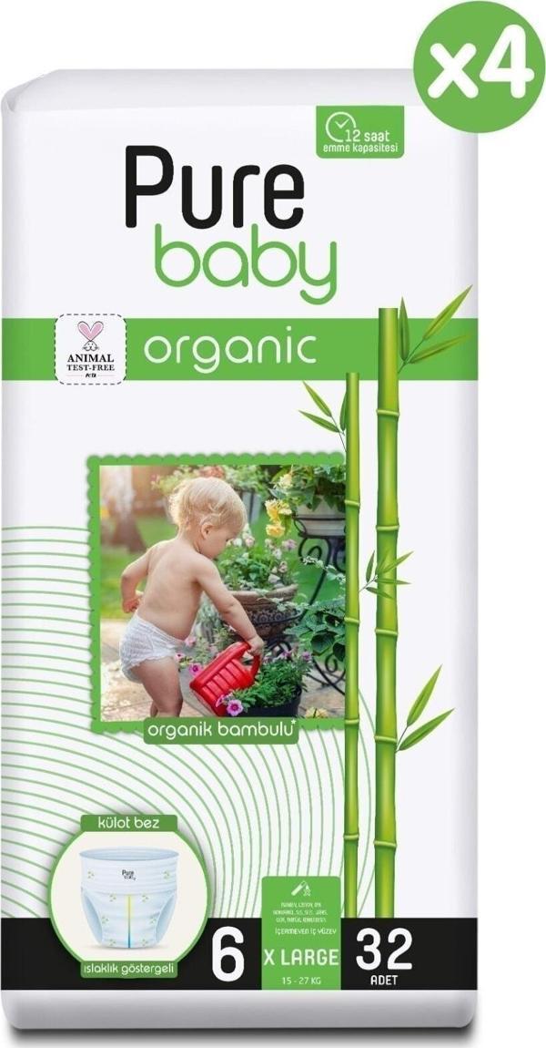 Pure Baby Organik Pamuklu Külot Bez 4'lü Paket 6 Numara Xlarge 128 Adet - Image 1