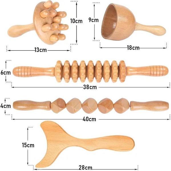 Valkyrie 4’lü Medikal Ahşap Maderoterapi Masaj Seti Vücut Şekillendirme & Derin Masaj Lenfatik Drenaj Seti - Image 1