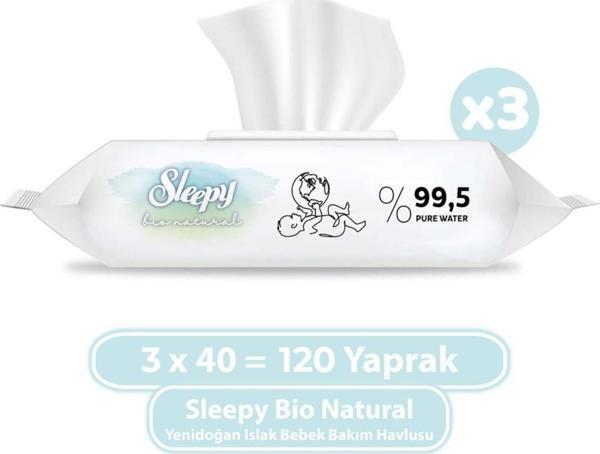 Sleepy Islak Mendil Bio Natural 120 Yaprak - Image 1