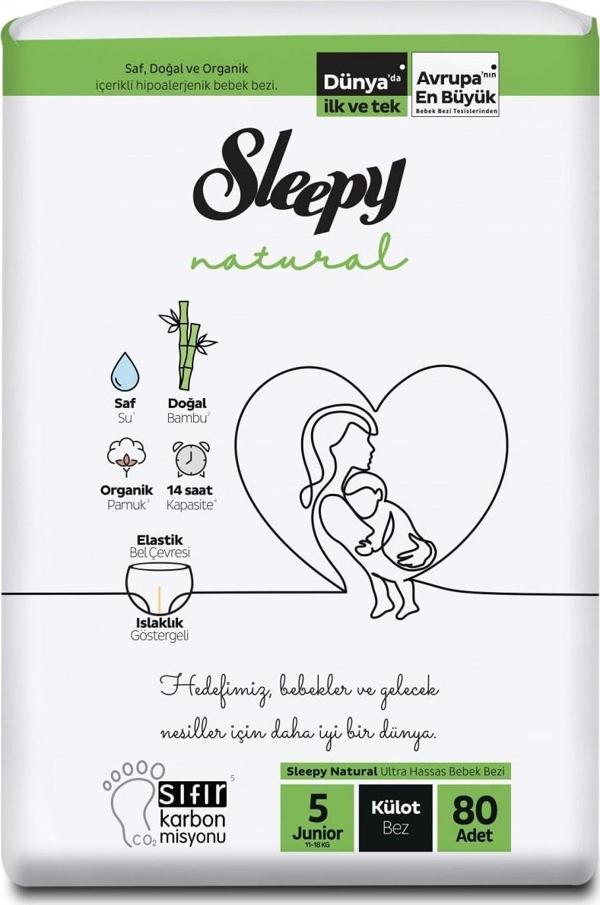 Sleepy Natural 4 Lü Jumbo Külot Bebek Bezi Junior 5 Numara 80 Adet 11-18 Kg - Image 1