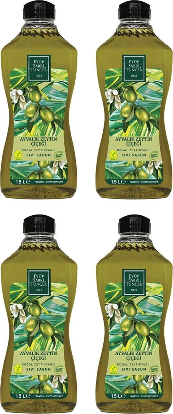 Eyüp Sabri Tuncer Ayvalık Zeytin Çiçeği Doğal Zeytinyağlı Sıvı Sabun 1,5 Lt X 4 Adet - Image 1