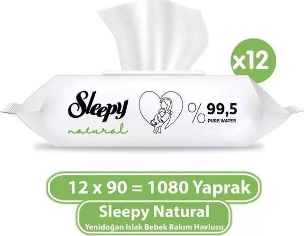 Sleepy Natural Yenidoğan Bebek Bakım Havlusu 90 Lı X 12 Adet - Image 1