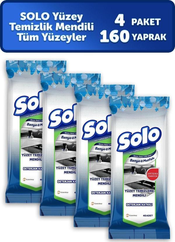 Solo Yüzey Temizleme Islak Mendili 4'lü Mutfak-banyo 160 Yaprak - Image 1