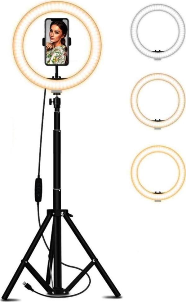 Coverzone Youtuber Led Işıklı Halka 13 Inch Selfie/yayıncı/makyaj Işığı 210 Cm Tripod - Image 1