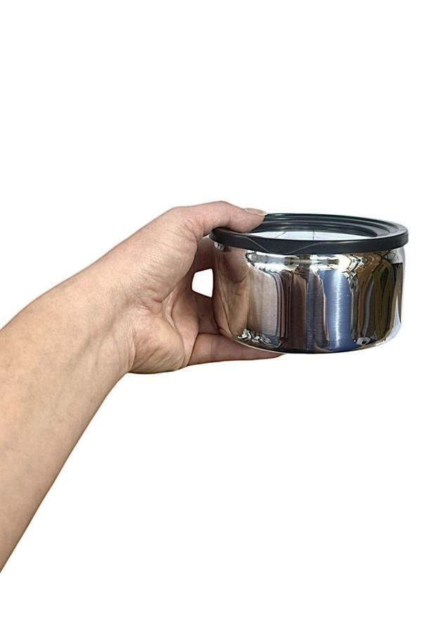 Trendbull 18/10 Paslanmaz Çelik Saklama Kabı Vakum Kapaklı 12 Cm Mini - Image 1