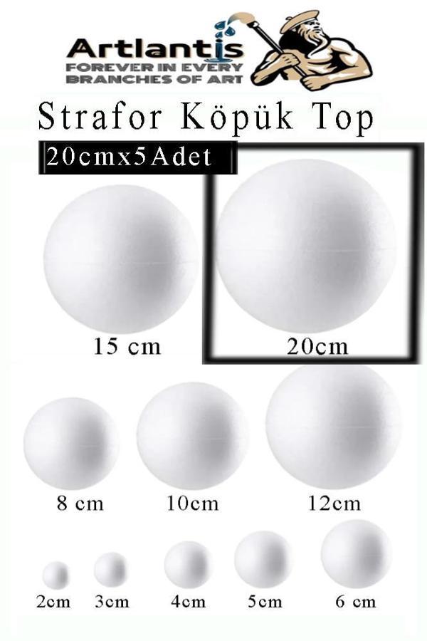 Strafor Köpük Top 20 cm 5 Adet Köpük Top Küre Toplar Yuvarlak Strafor Köpük Top Okul Deney Hobi Sanat - Image 1