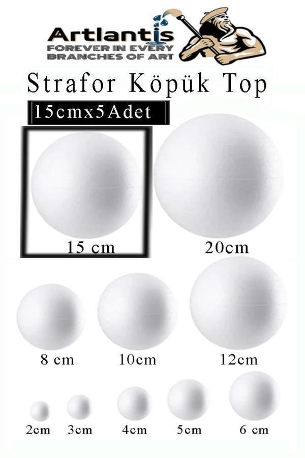 Strafor Köpük Top 15 cm 5 Adet Köpük Top Küre Toplar Yuvarlak Strafor Köpük Top Okul Deney Hobi Sanat - Image 1
